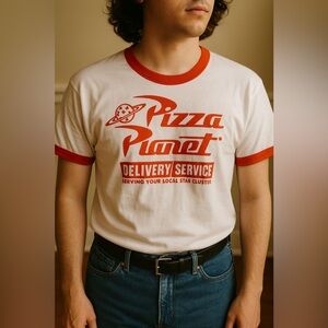 Disney Pixar Pizza Planet Ringer Tee XXL White Red Graphic ToyStory Disney Parks